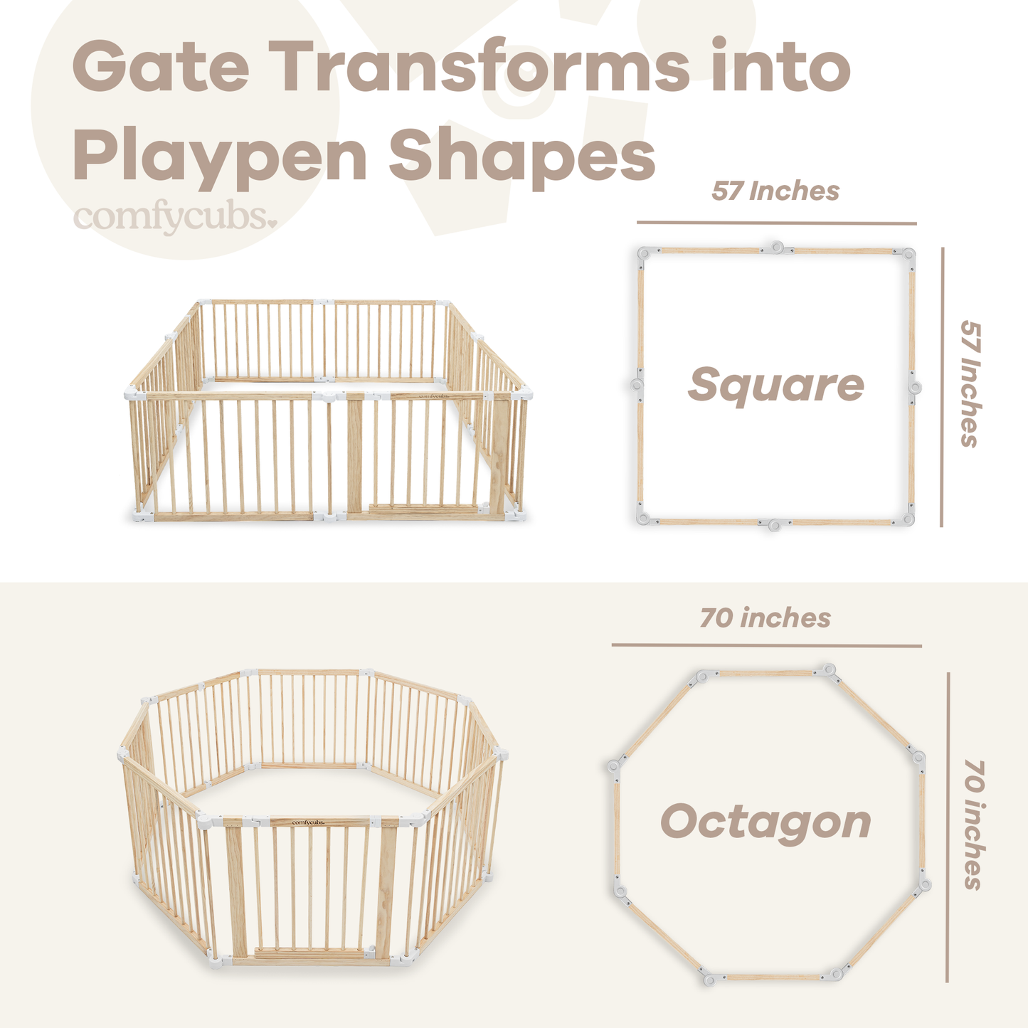 Playpen for Toddler and Babies by Comfy Cubs in Natural Wood