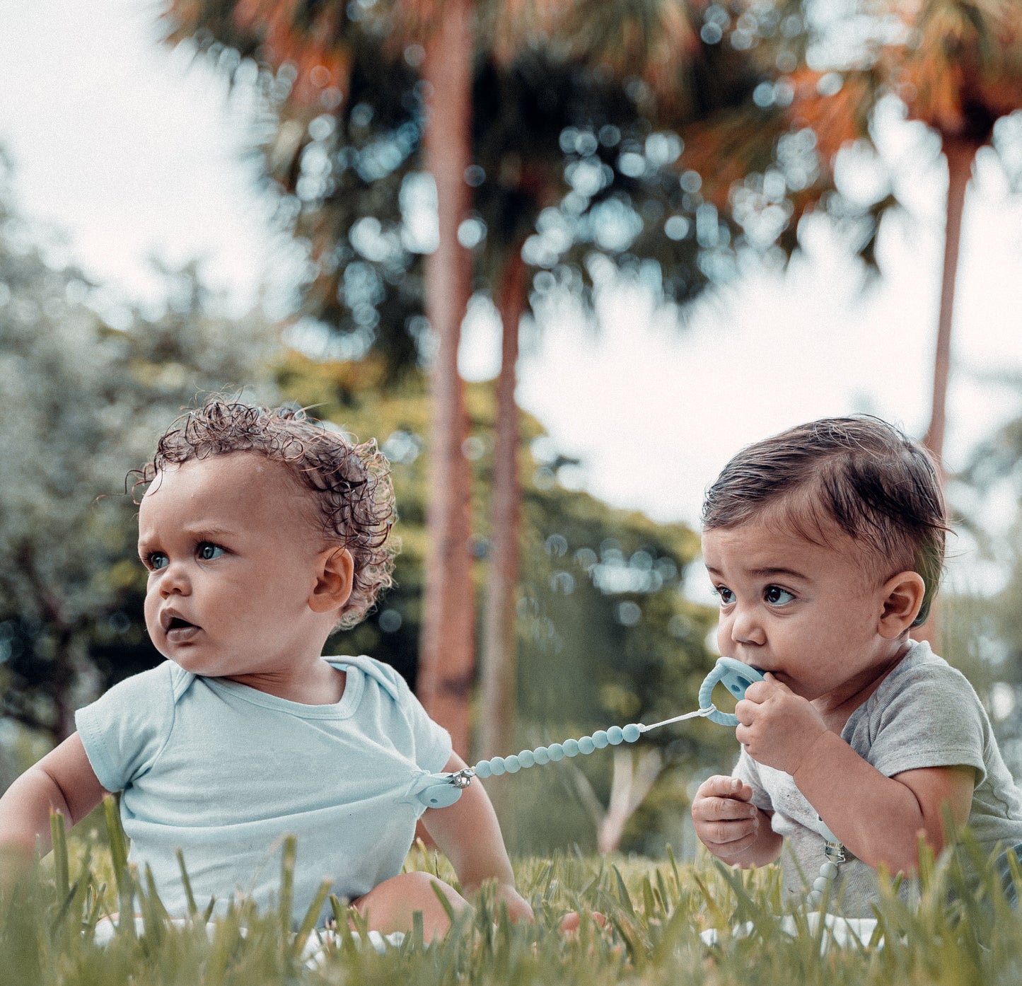 Pacifier Clips, 2 Pack by Comfy Cubs - Sky Blue