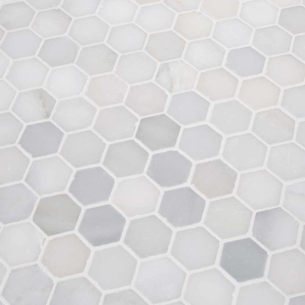 Greecian White 11.75" x 12" Polished Marble Mesh-Mounted Mosaic Tile 2" Hexagon-MSI Collection