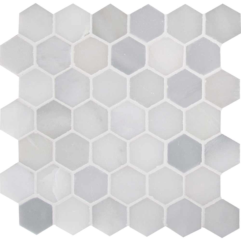 Greecian White 11.75" x 12" Polished Marble Mesh-Mounted Mosaic Tile 2" Hexagon-MSI Collection