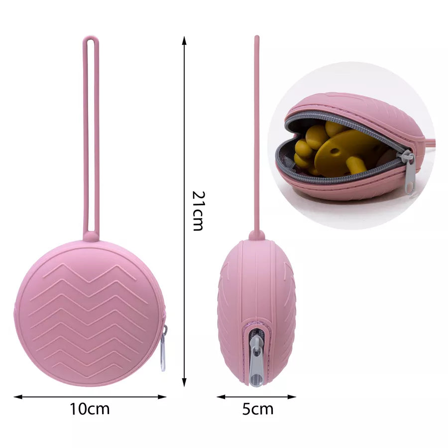Round Zip Up Silicone Pacifier Case Holder