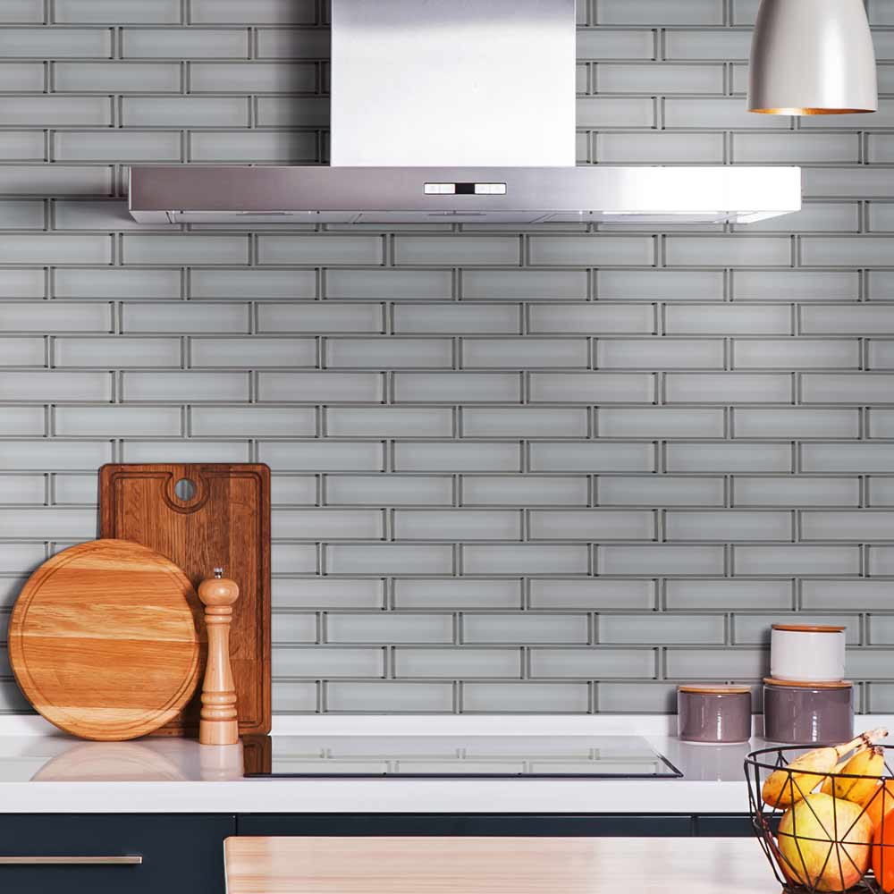 Ice Bevel Subway 11.73"x11.73" Glass Mesh-Mounted Mosaic Tile 2"x6" - MSI Collection