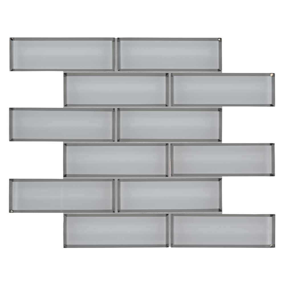 Ice Bevel Subway 11.73"x11.73" Glass Mesh-Mounted Mosaic Tile 2"x6" - MSI Collection