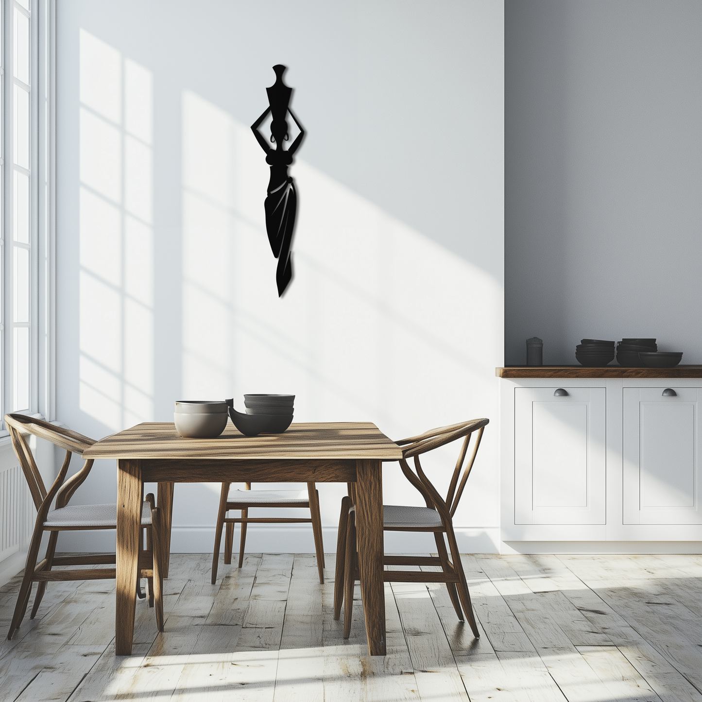 Abstract African Woman Metal Wall Art - Modern Black Steel Wall Decor - KAF125