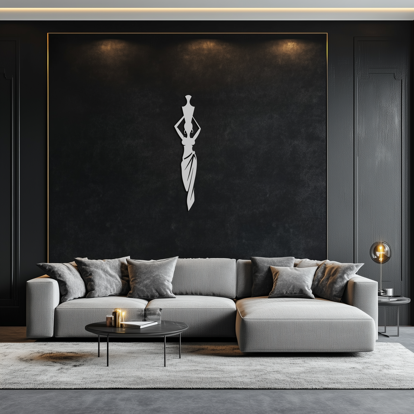 Abstract African Woman Metal Wall Art - Modern Black Steel Wall Decor - KAF125