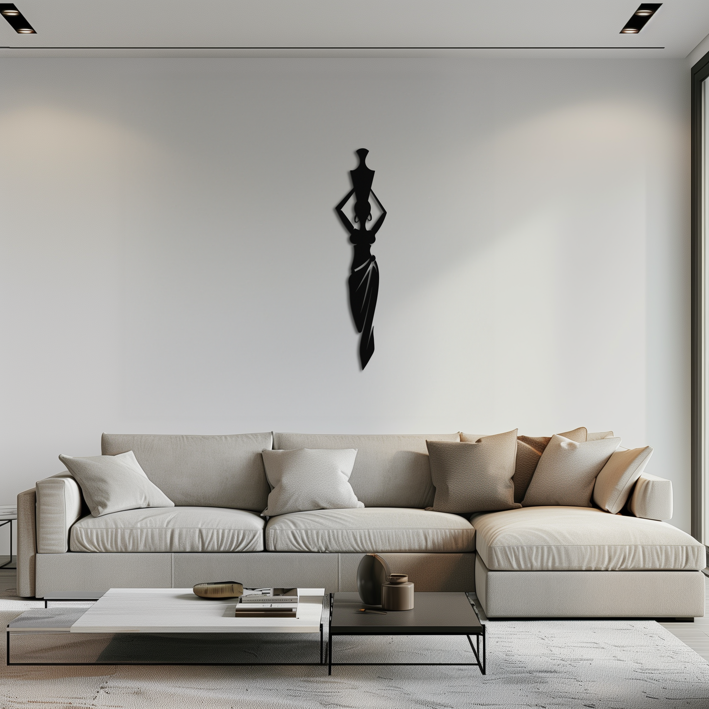 Abstract African Woman Metal Wall Art - Modern Black Steel Wall Decor - KAF125