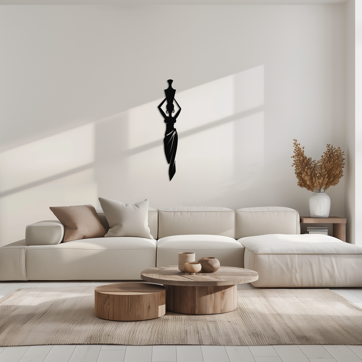 Abstract African Woman Metal Wall Art - Modern Black Steel Wall Decor - KAF125
