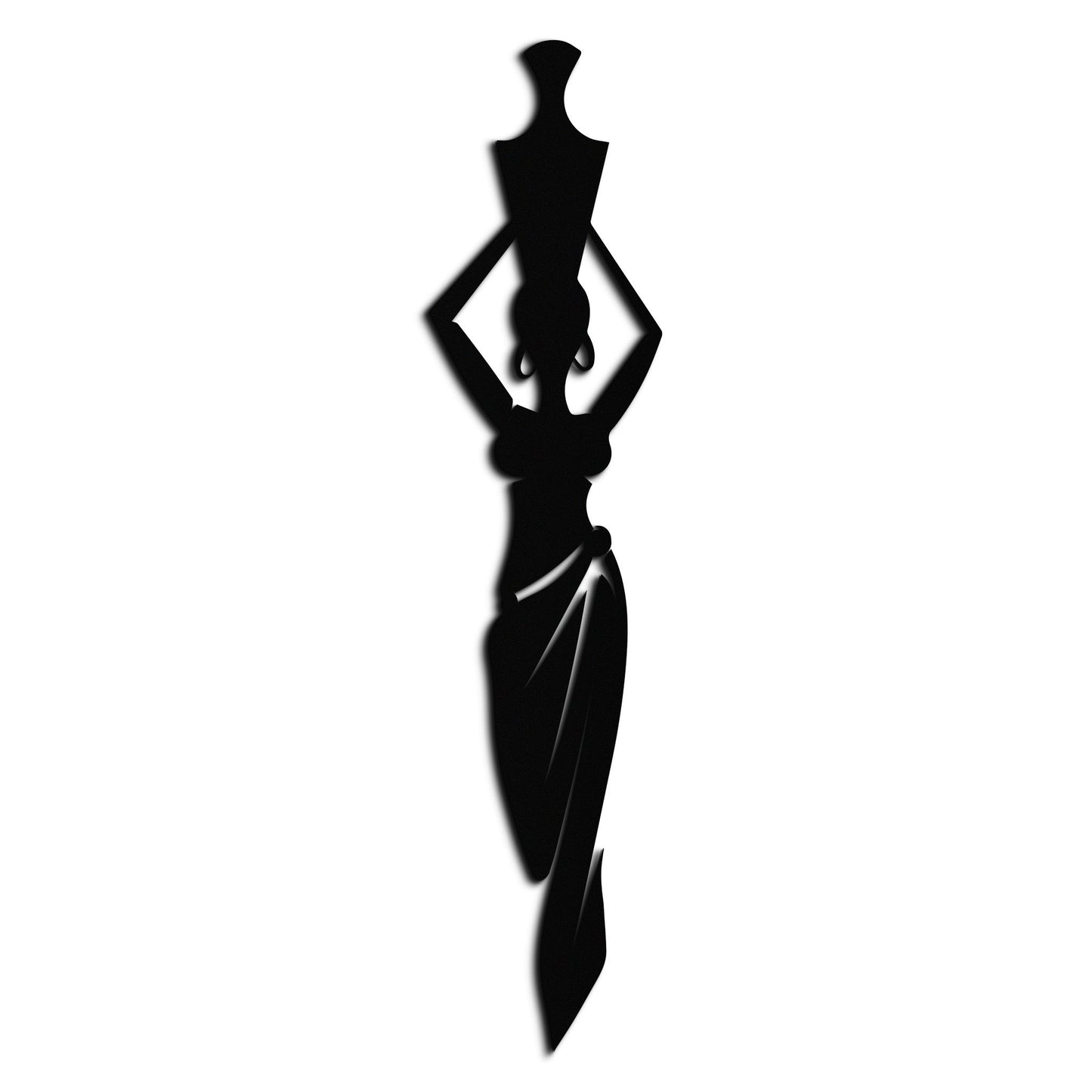 Abstract African Woman Metal Wall Art - Modern Black Steel Wall Decor - KAF125