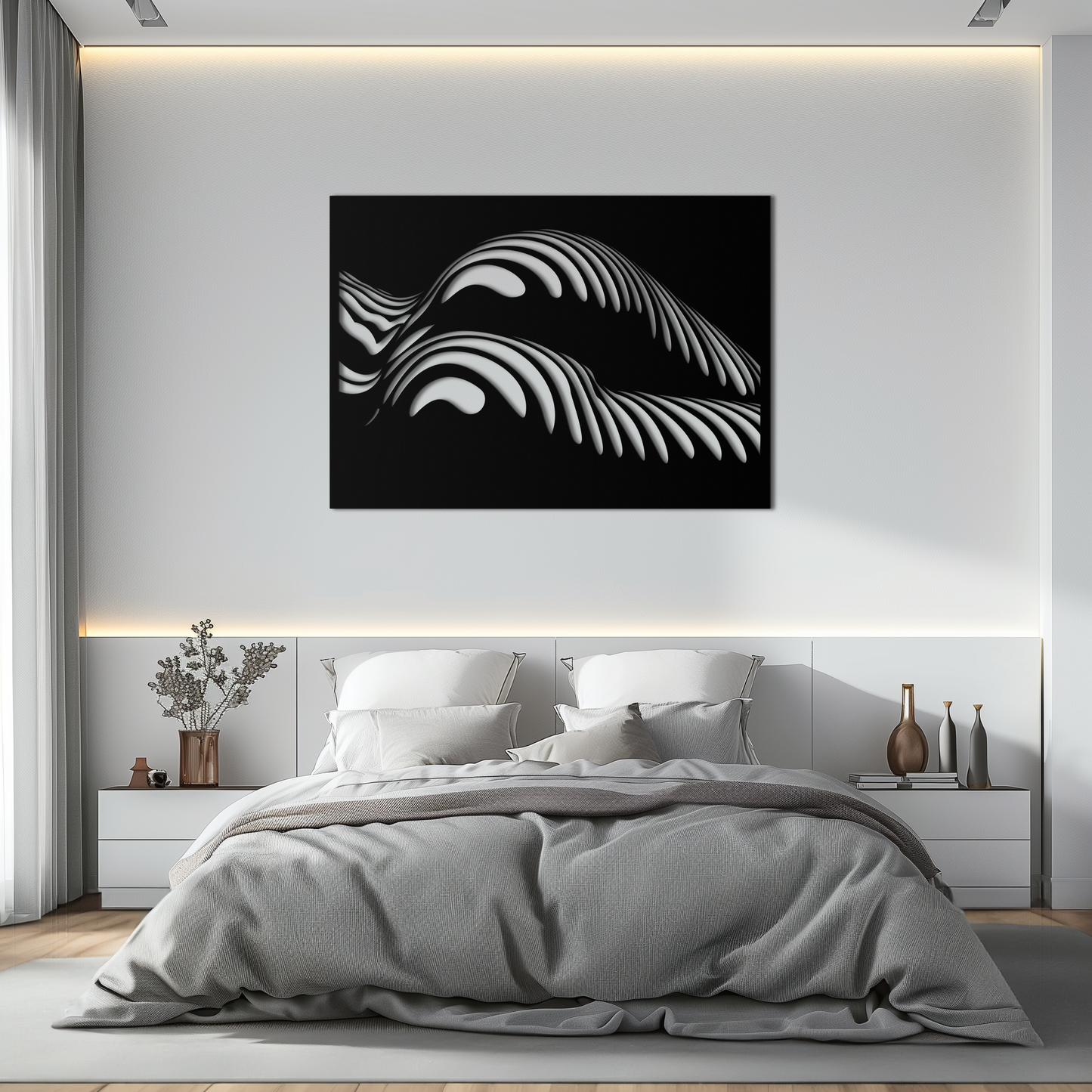 Abstract Female Form Metal Wall Art – Modern Geometric Steel Decor - KAF154