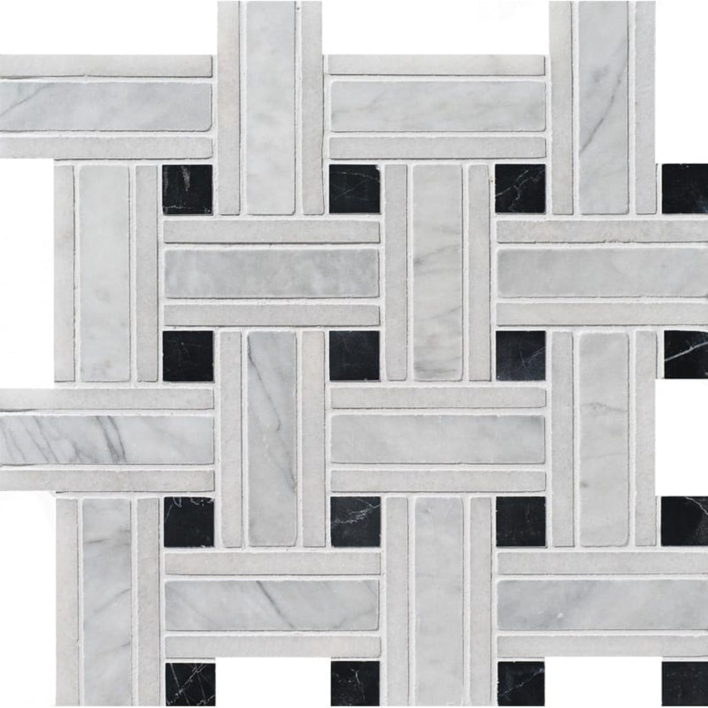 Cararra Honed 12"x12" Lattice Marble Mosaic Tile
