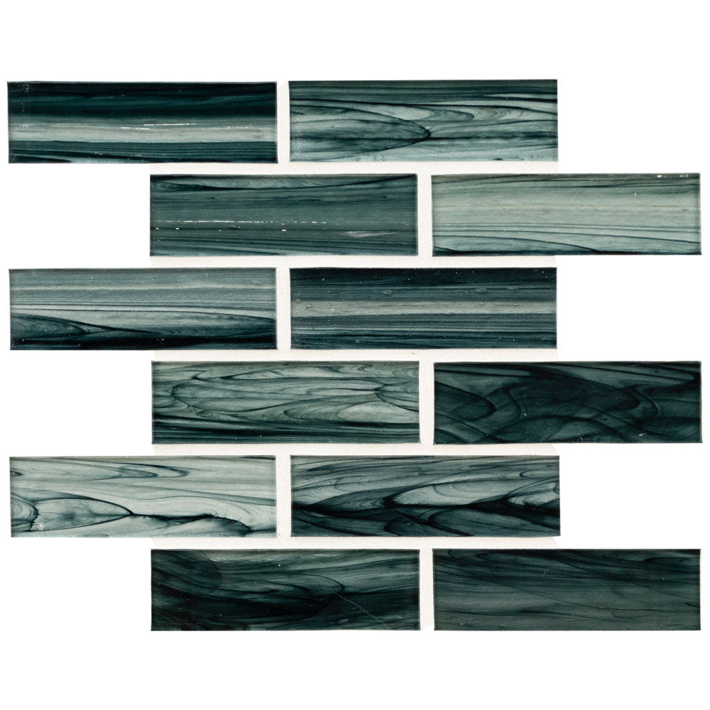 Midnight Blue Ombre 2"x6" Glass Subway Mesh Mounted Mosaic Wall Tile - MSI Collection