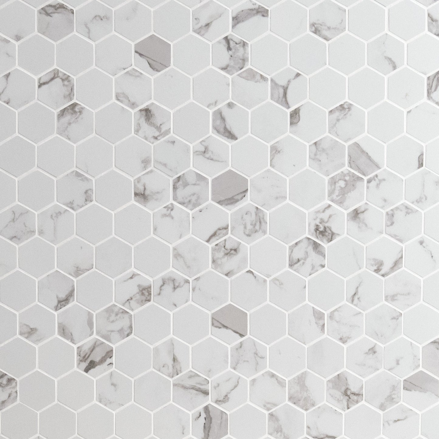 Pietra Statuario 12"x12" Matte 2" Hexagon Porcelain Mesh-Mounted Mosaic Tile - MSI Collection