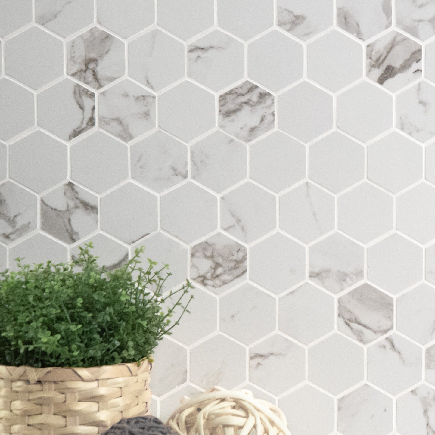 Pietra Statuario 12"x12" Matte 2" Hexagon Porcelain Mesh-Mounted Mosaic Tile - MSI Collection