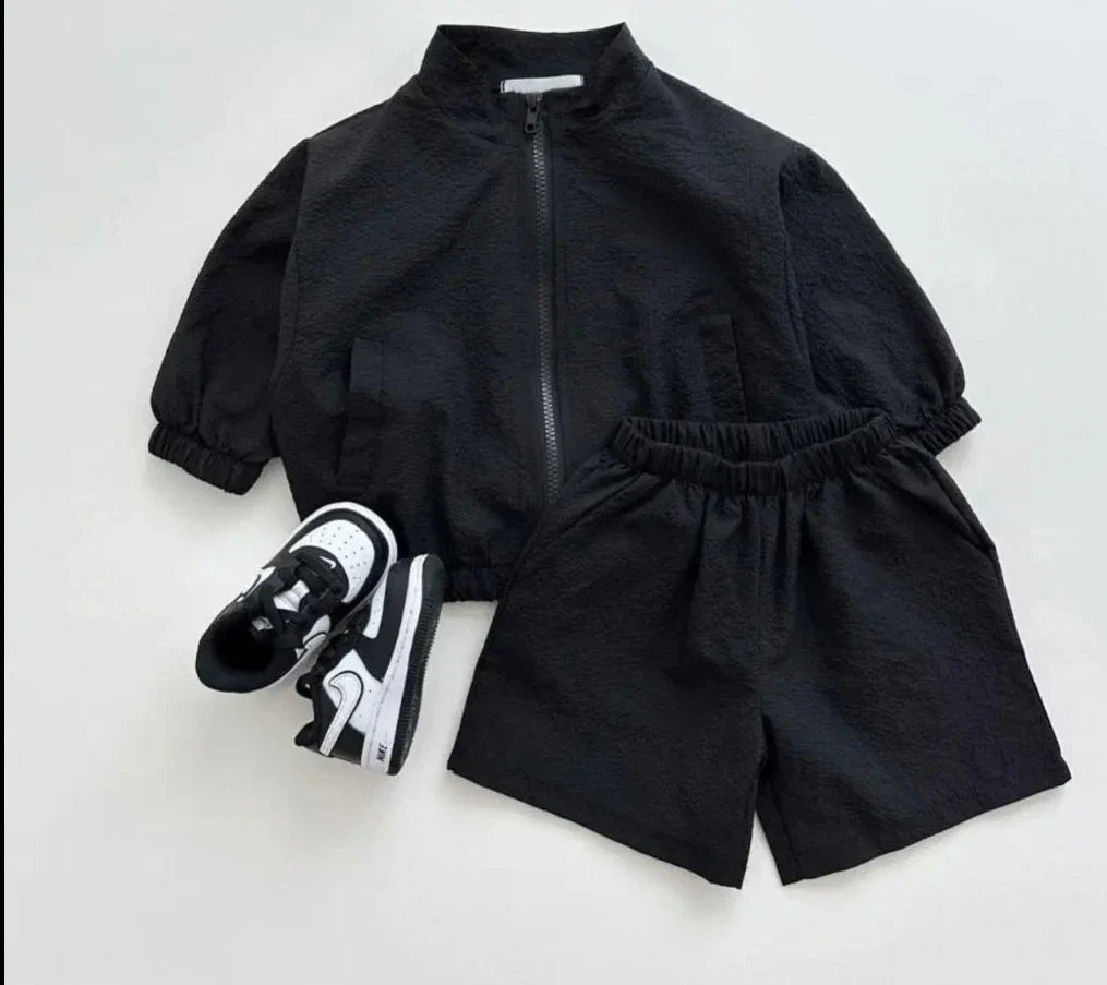 Lightweight Zipper Shorts Jogger Set