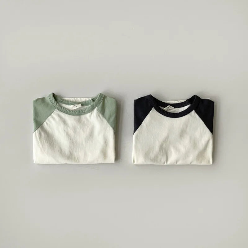 Color-Block Cotton Short Sleeve T-Shirt