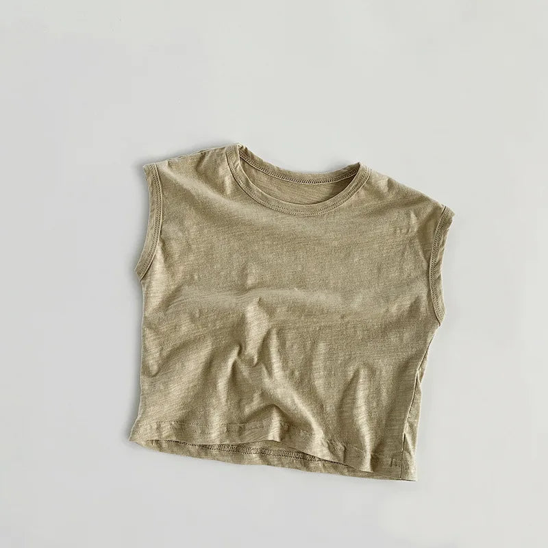 Round Neck Sleeveless Casual T-Shirt