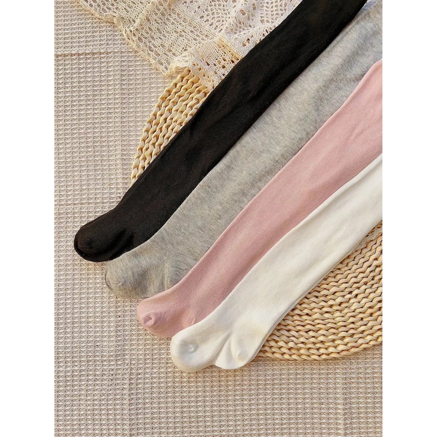 4 Pairs Solid Tights