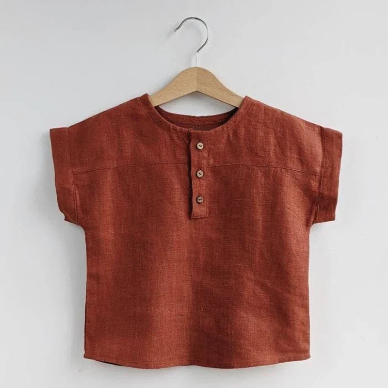 Boys Button Up Linen Shirt