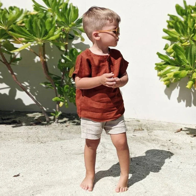 Boys Button Up Linen Shirt