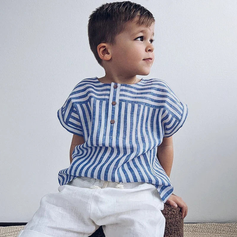 Boys Button Up Linen Shirt
