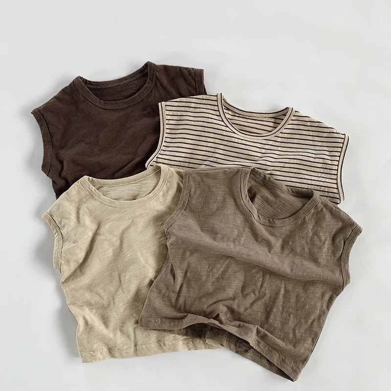 Round Neck Sleeveless Casual T-Shirt