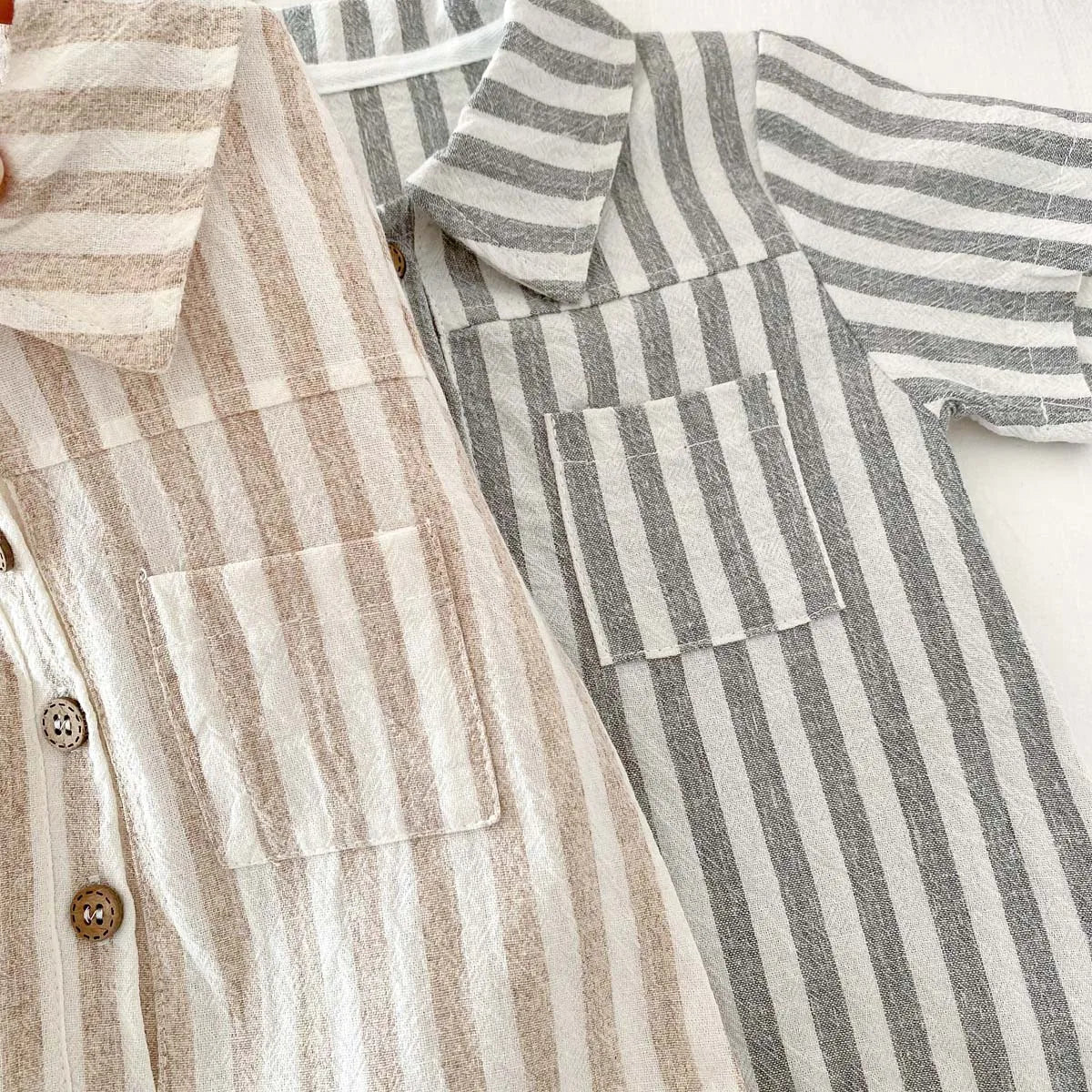 Boys Striped Linen Jumpsuit