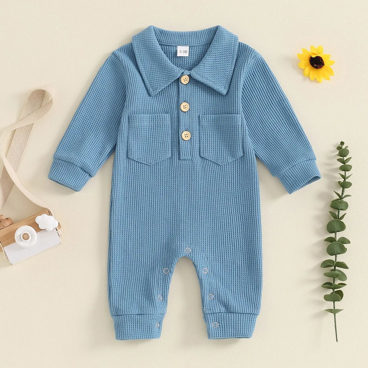Turn Down Collar Boys Jumpsuit
