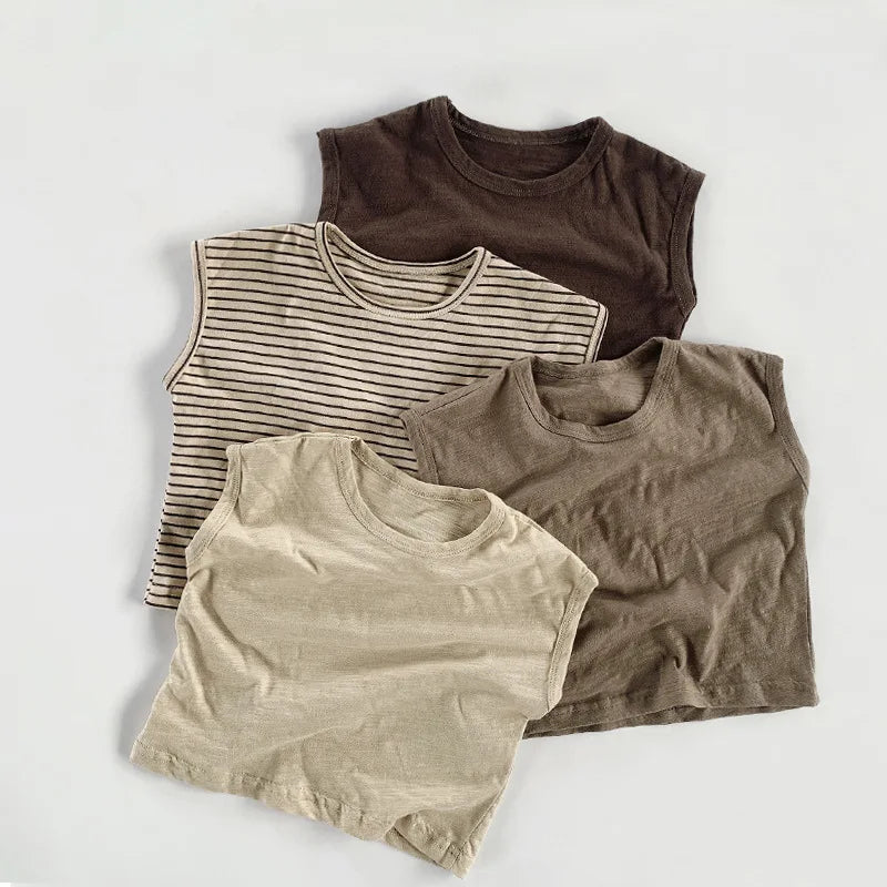 Round Neck Sleeveless Casual T-Shirt