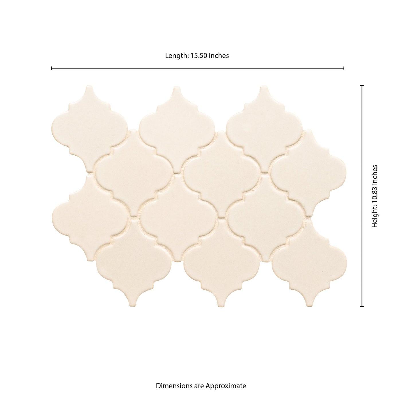 Antique White Arabesque 10.83" x 15.5" Glazed Ceramic Mesh-Mounted Mosaic Wall Tile Pattern-MSI Collection