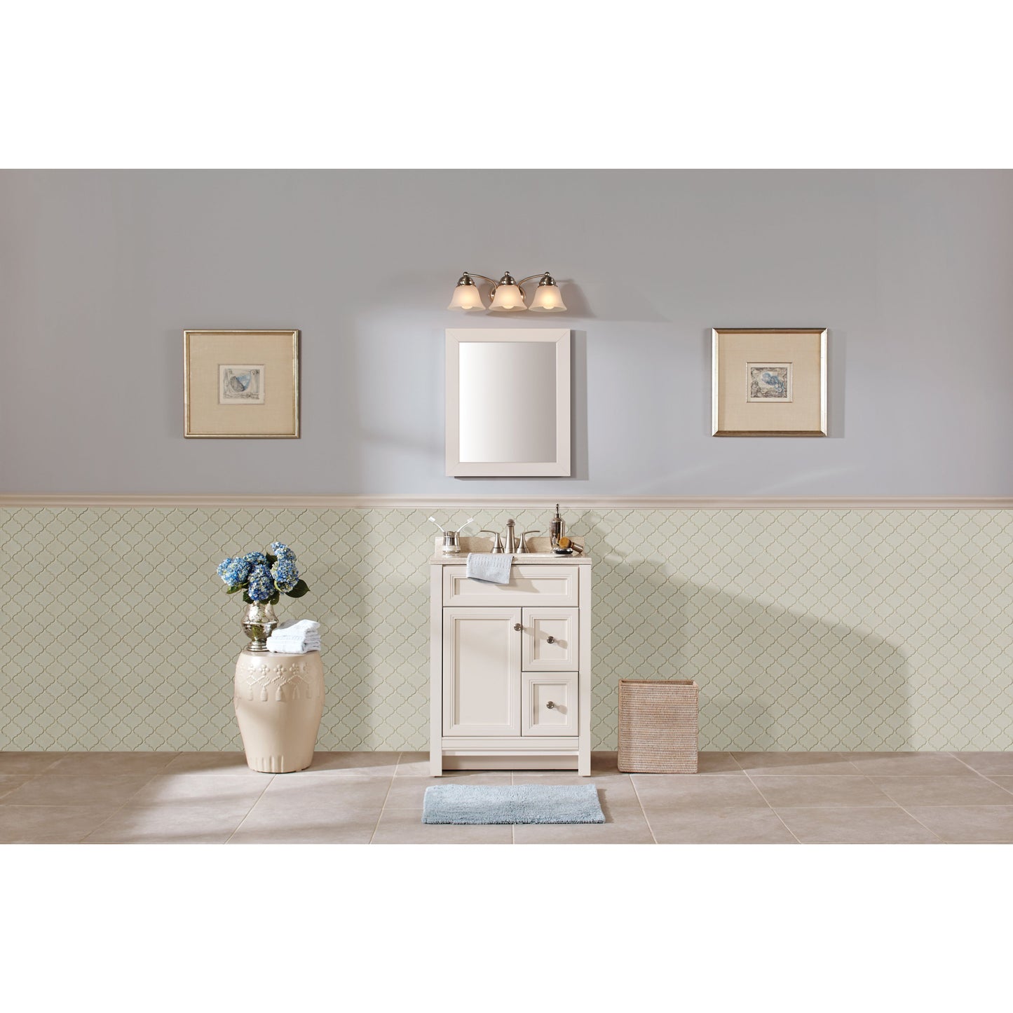 Antique White Arabesque 10.83" x 15.5" Glazed Ceramic Mesh-Mounted Mosaic Wall Tile Pattern-MSI Collection