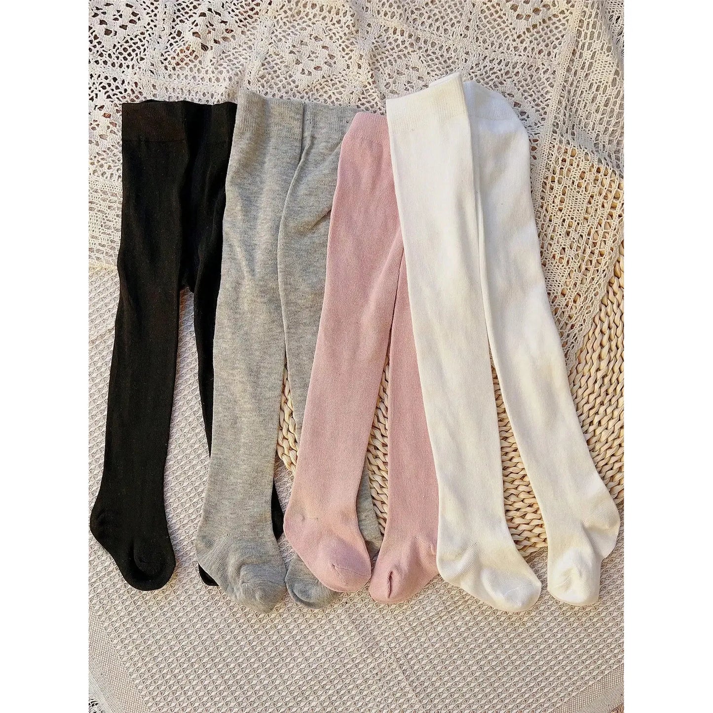 4 Pairs Solid Tights