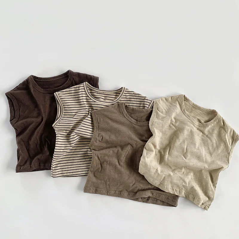 Round Neck Sleeveless Casual T-Shirt