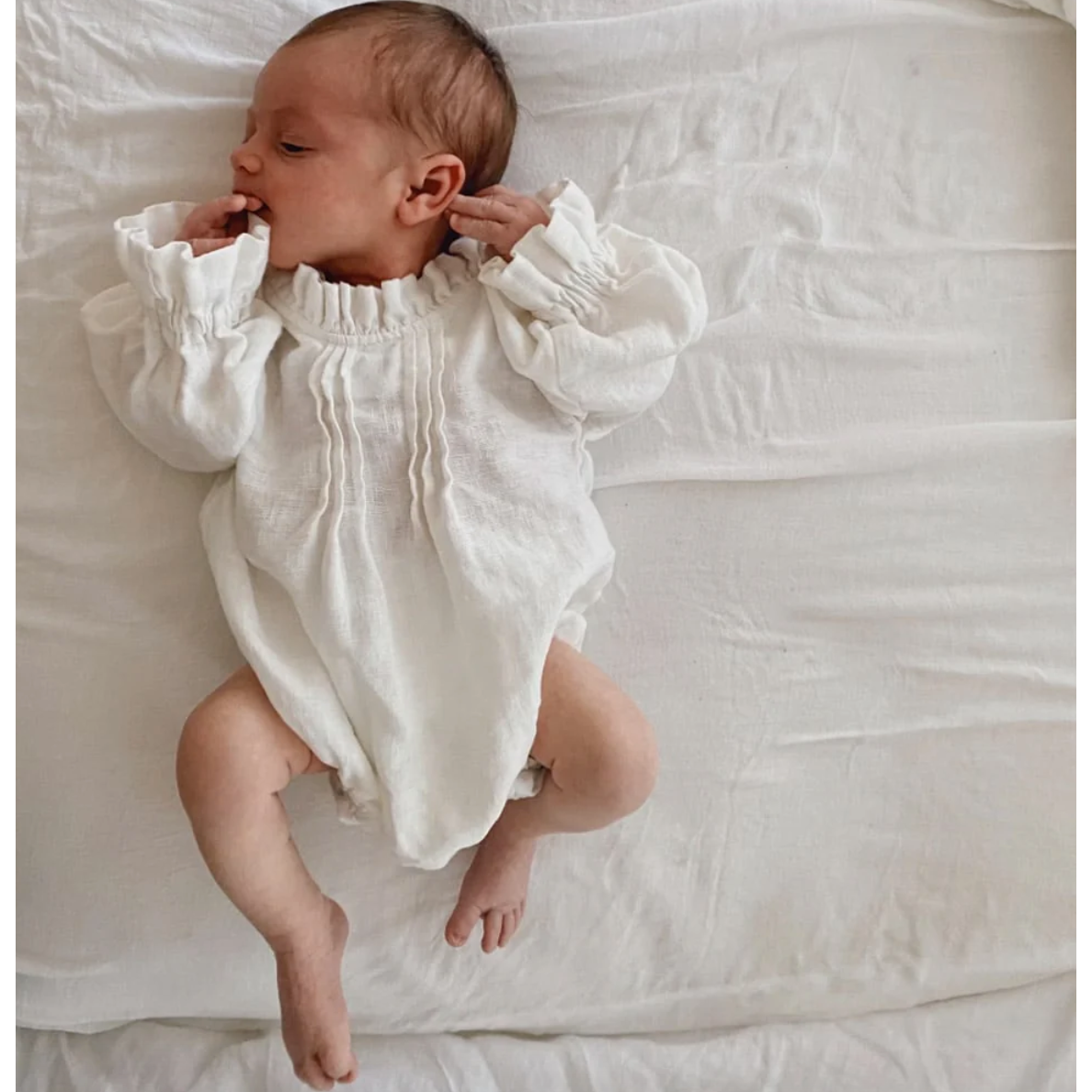 Girls Long Sleeve Linen Bodysuit