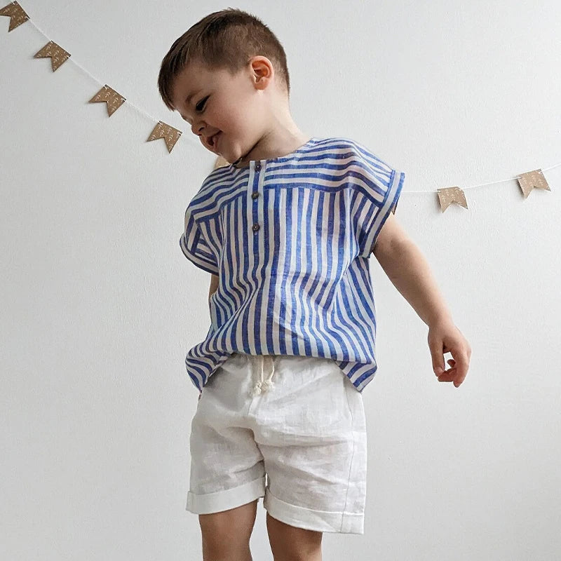 Boys Button Up Linen Shirt