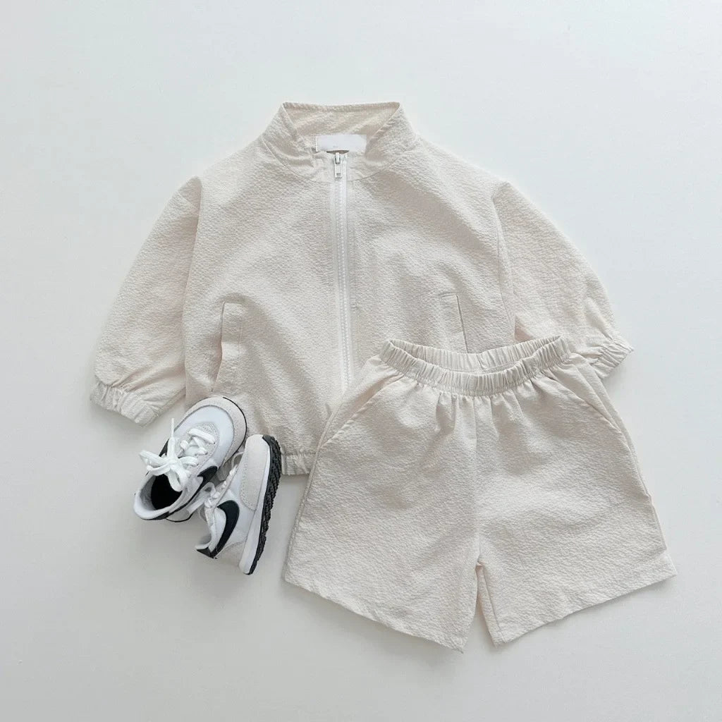 Lightweight Zipper Shorts Jogger Set