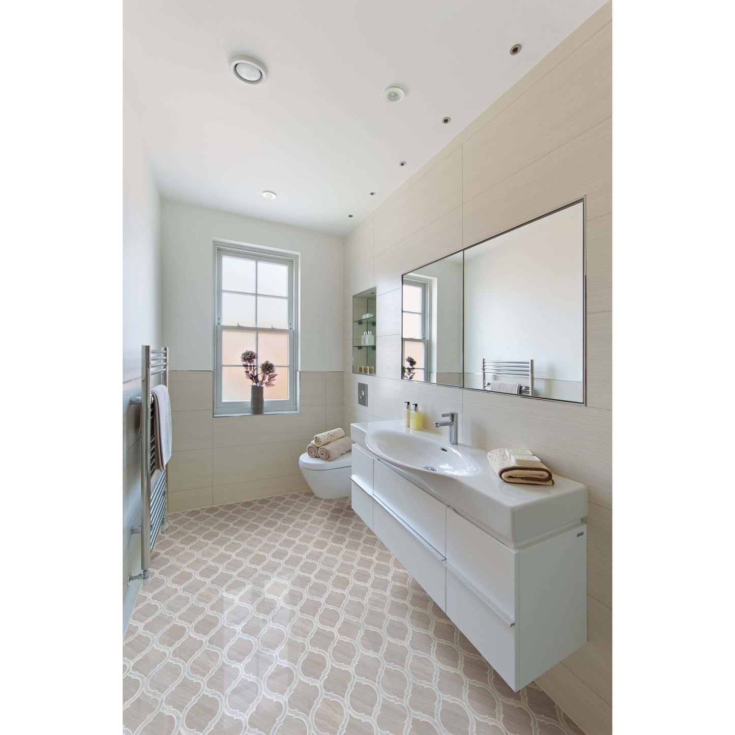 White Quarry Savona 12.75" x 14.75" Honed Marble Mesh-Mounted Mosaic Tile Pattern-MSI Collection