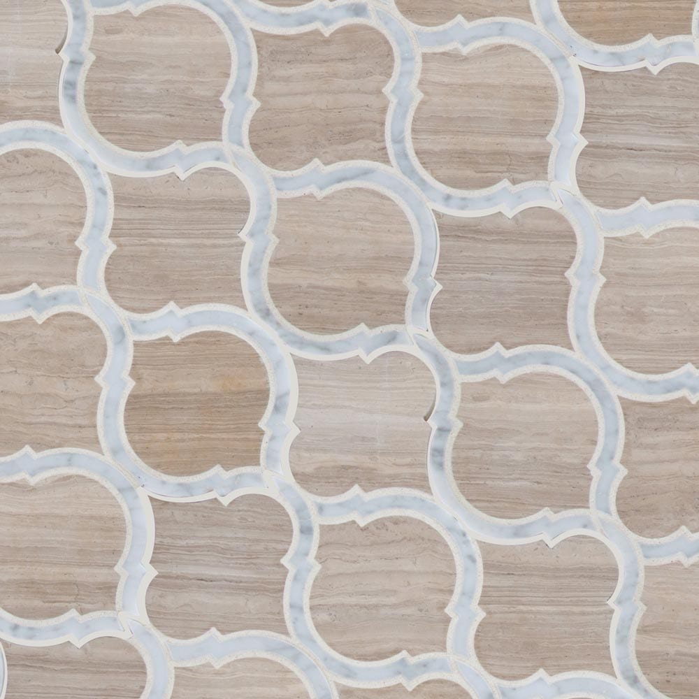 White Quarry Savona 12.75" x 14.75" Honed Marble Mesh-Mounted Mosaic Tile Pattern-MSI Collection