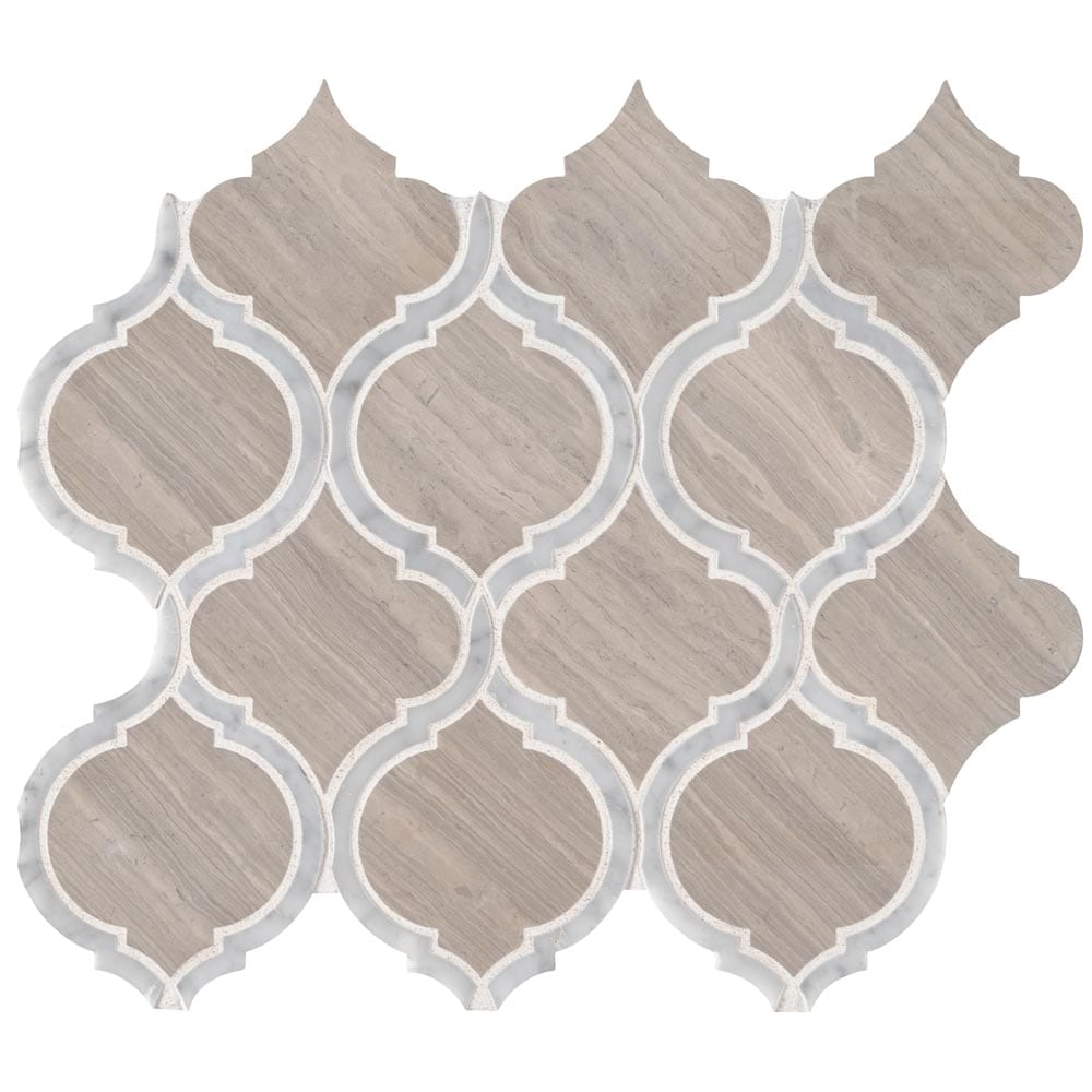 White Quarry Savona 12.75" x 14.75" Honed Marble Mesh-Mounted Mosaic Tile Pattern-MSI Collection