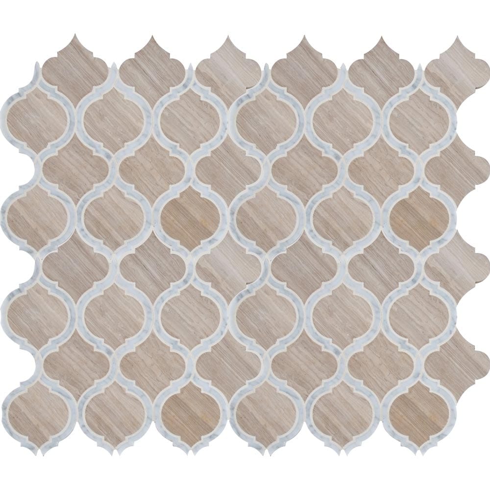 White Quarry Savona 12.75" x 14.75" Honed Marble Mesh-Mounted Mosaic Tile Pattern-MSI Collection