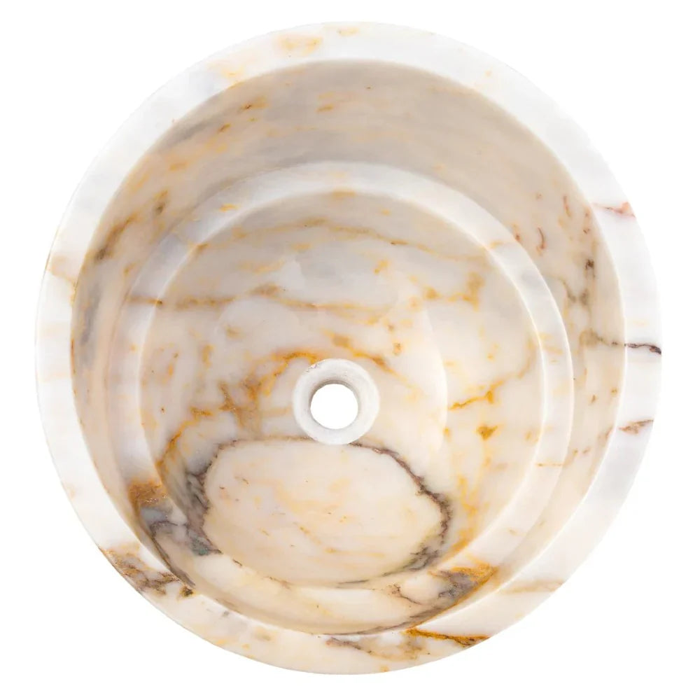 Bianco Giallo Marble Hair Salon Above Vanity Vessel Sink Bowl Polished (D)16" (H)9"