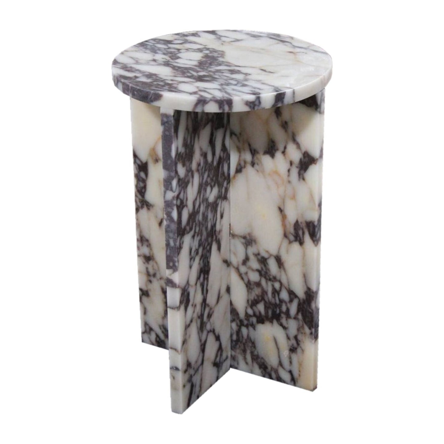 Calacatta Viola Marble End/Side Table, Nightstand Polished (D)14" (H)22"