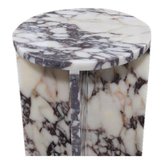 Calacatta Viola Marble End/Side Table, Nightstand Polished (D)14" (H)22"