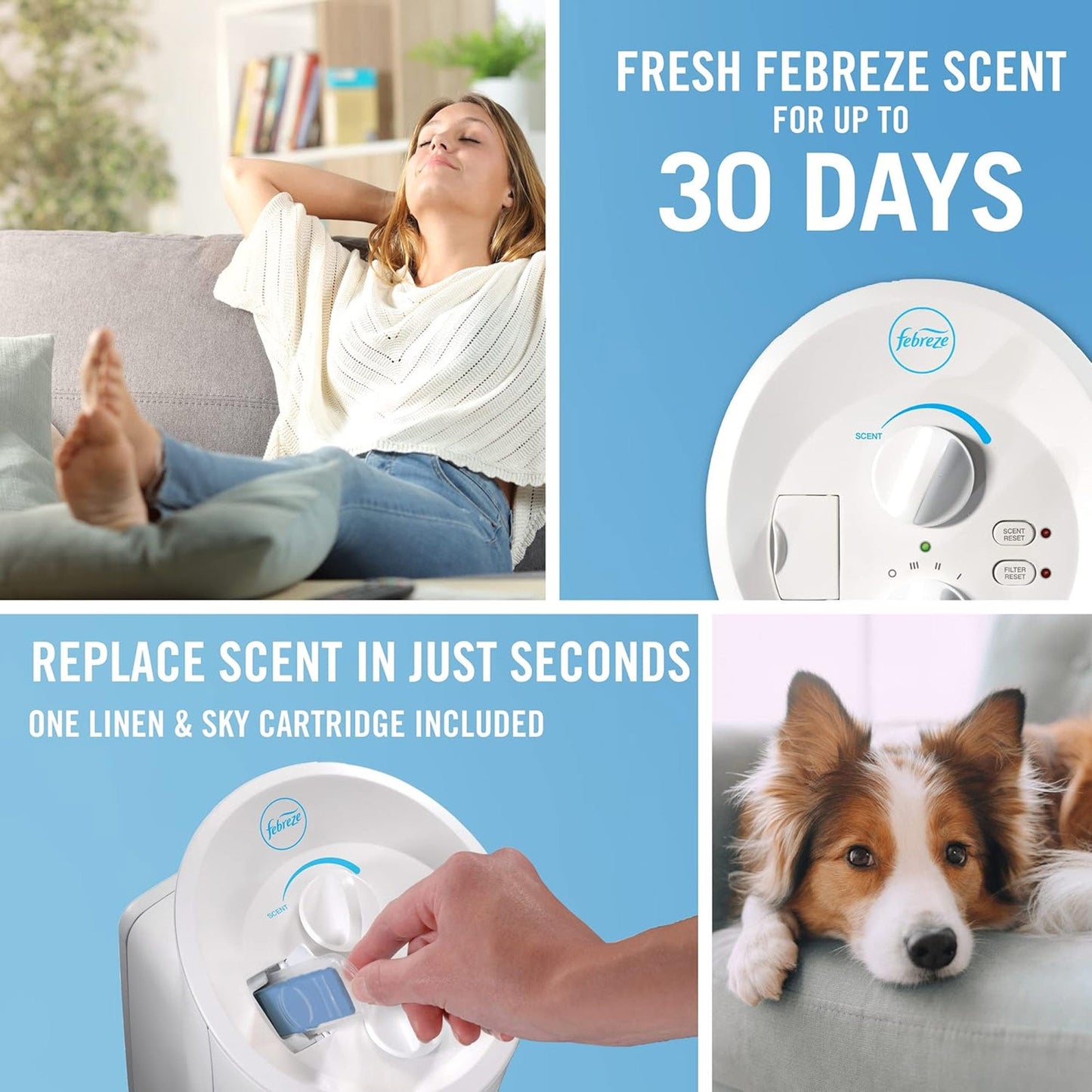 Febreze HEPA-Type, Small Room Mini Tower Air Purifier, White
