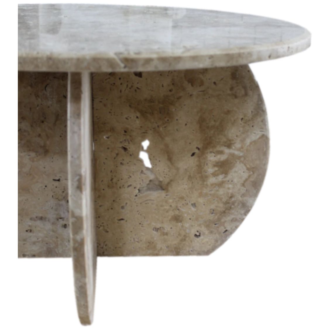 Troia Light Travertine Unfilled Round Polished Coffee Table (D)27.5" (H)16"