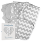 Easy Swaddle Blankets by Comfy Cubs - Grey, Pack of 3