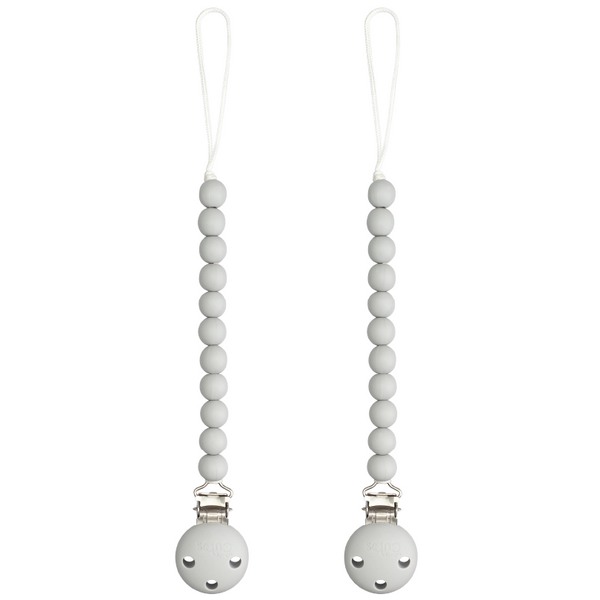Pacifier Clips, 2 Pack by Comfy Cubs - Grey