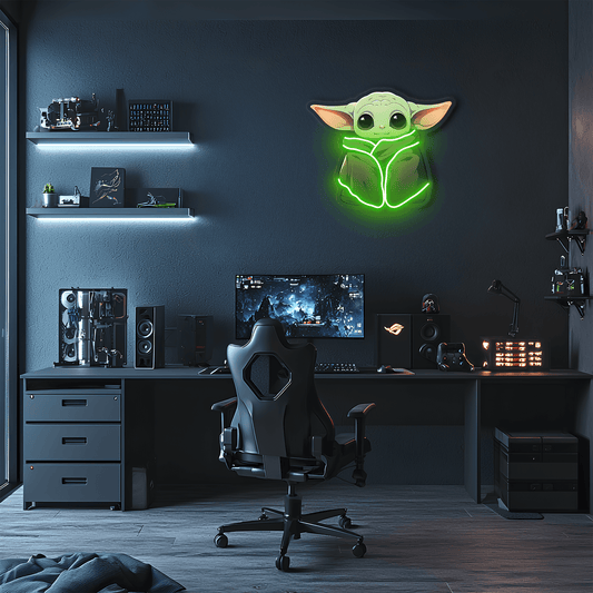 Yoda Neon Sign, Uv Print Neon, Start Wars Wall Decor, Yoda Uv Print Neon Sign,Neon Light,Neon Wall Art, Neon Sign,Neon Light Sign,Neon Gifts