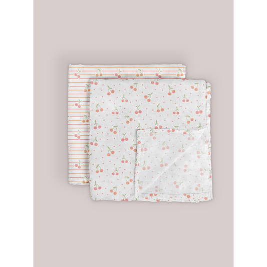 Swaddle Blanket Set - Cherry Cute by Doodle By Meg