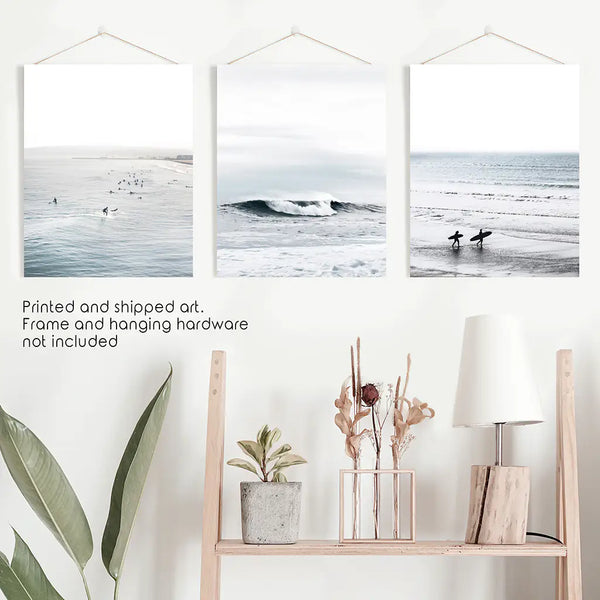 Navy Blue Surfing Wall Art Set of 3 Prints