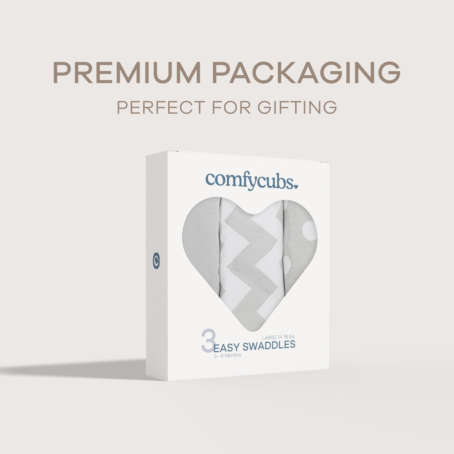 Easy Swaddle Blankets by Comfy Cubs - Grey, Pack of 3